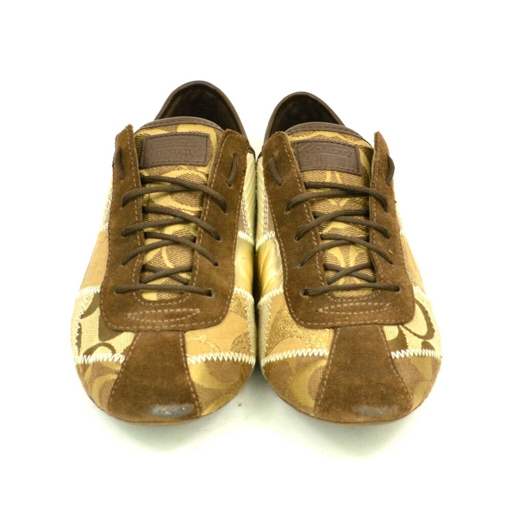 COACH Tidy Women's Size 8 Brown Patchwork Monogram Logo Sneakers #A1351 - Picture 4 of 10